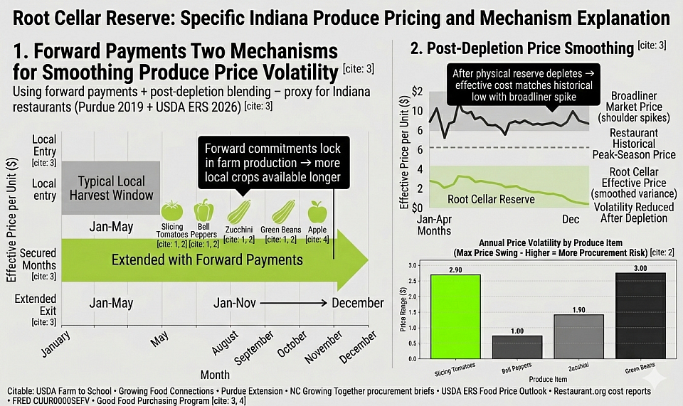 The Root Cellar Reserve uses forward-payment mechanisms and price-smoothing to eliminate 